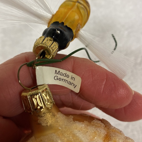 HONEY BEE & BEEHIVE HAND BLOWN GLASS SPUN 2 PC CHRISTMAS TREE ORNAMENT GERMANY - Picture 5 of 5